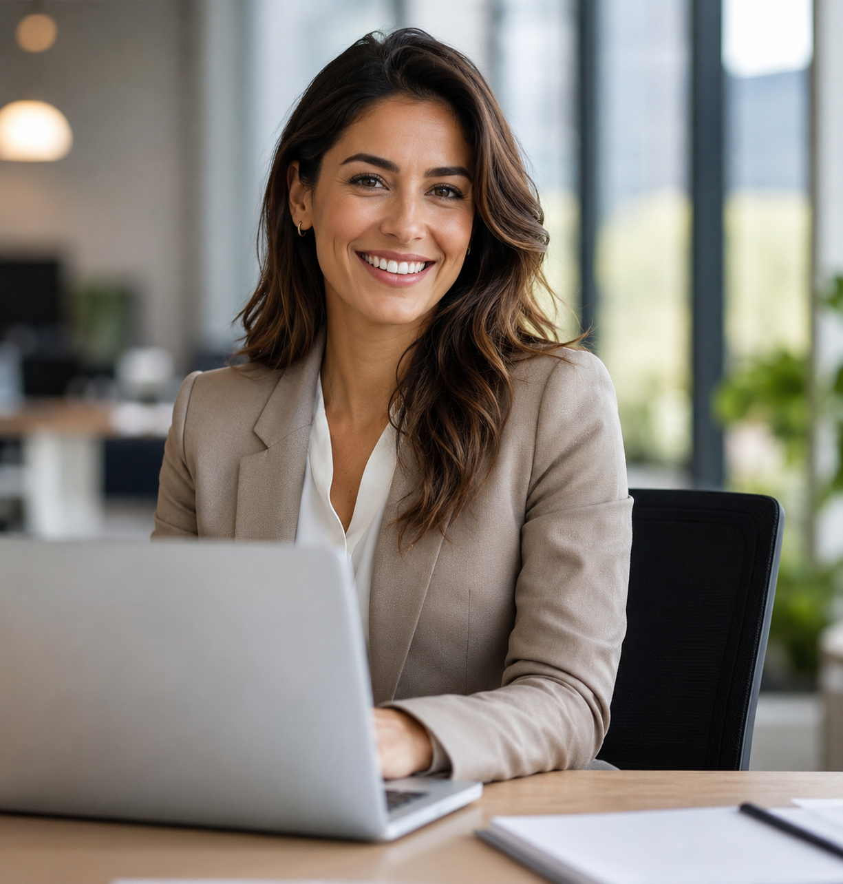 Professional reading on a laptop